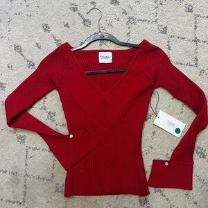 Stitches & Stripes Ribbed V-Neck Sweater